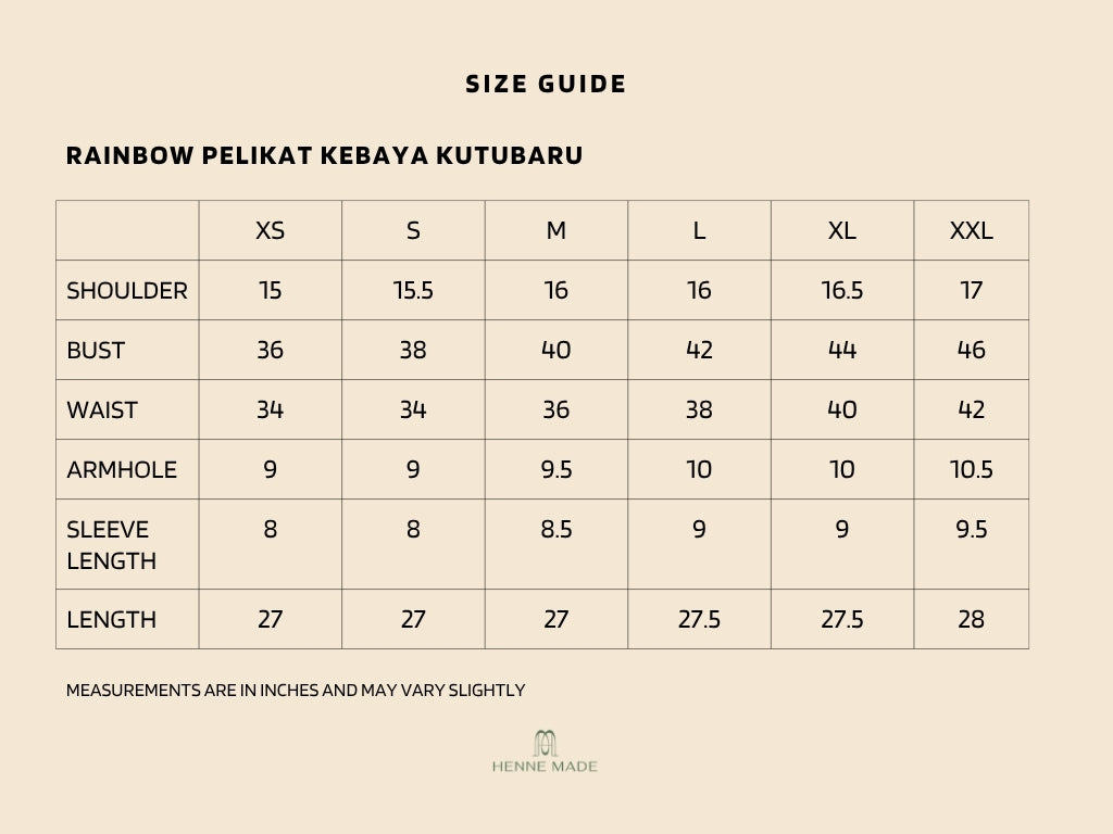 Rainbow Pelikat Kebaya Kutubaru