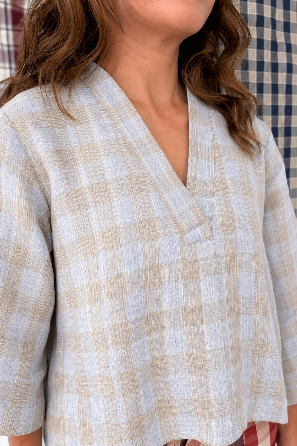 Srikandi Tunic (Lilac Grey & Brown)