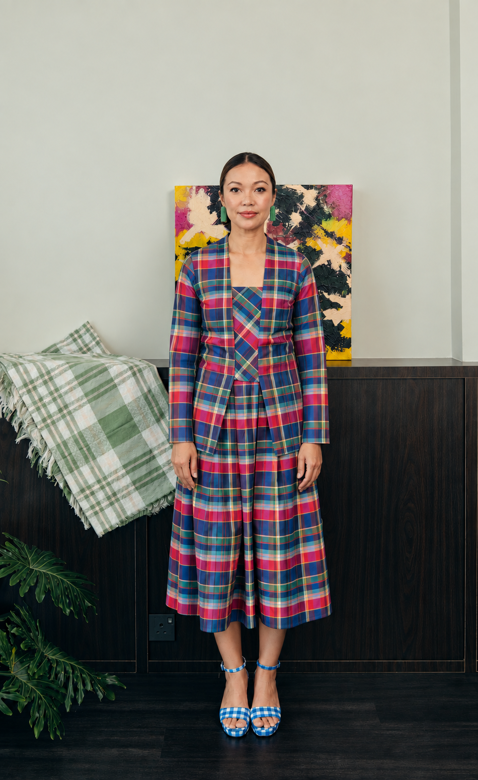 Tartan Kebaya Kutubaru (Long Sleeves)