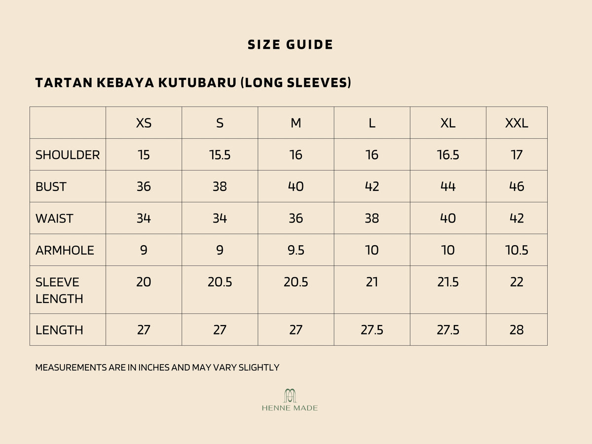 Tartan Kebaya Kutubaru (Long Sleeves)